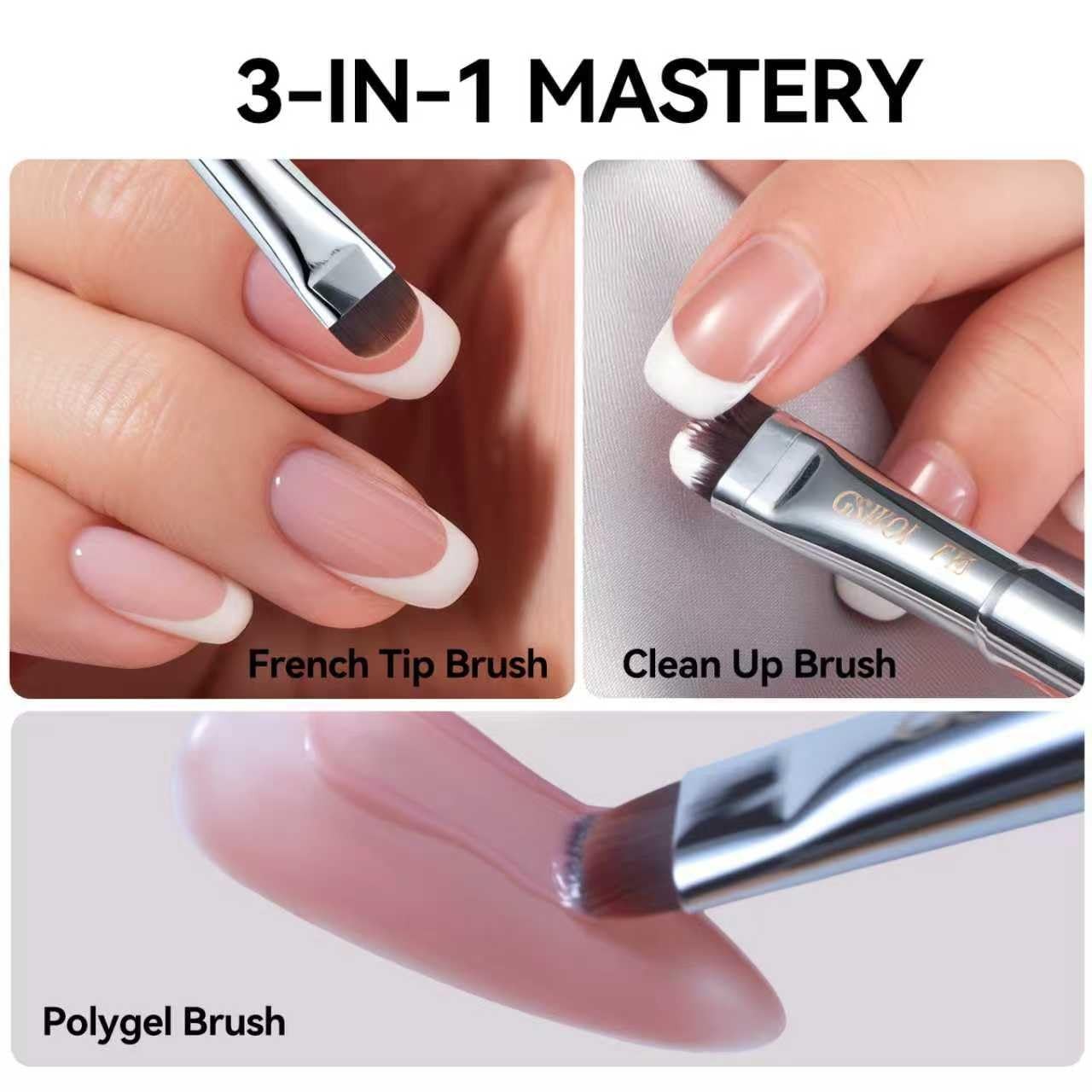 GSWOI French Tip & Nail Cleaning Brush – Dual Function Gel Polish F20, Purple