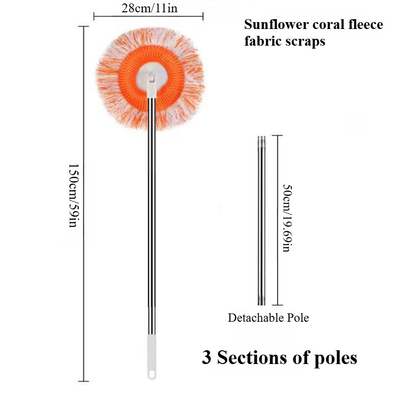 Ceiling mop 59”, dust mop,flexible rotating floor mop, wall mop, wet and dry mop