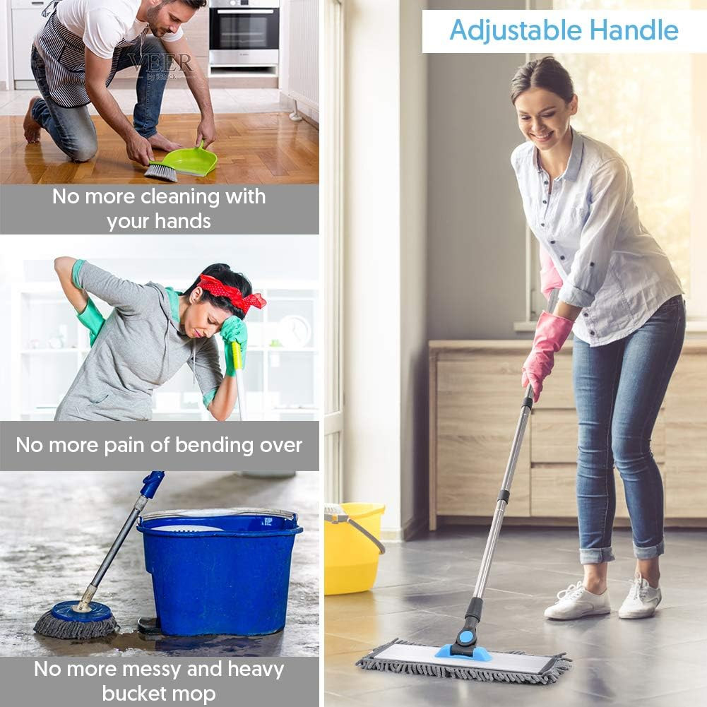Microfiber Flat Mop for Floor Cleaning Tile Wood Vinyl Laminate +4 Washable Pads