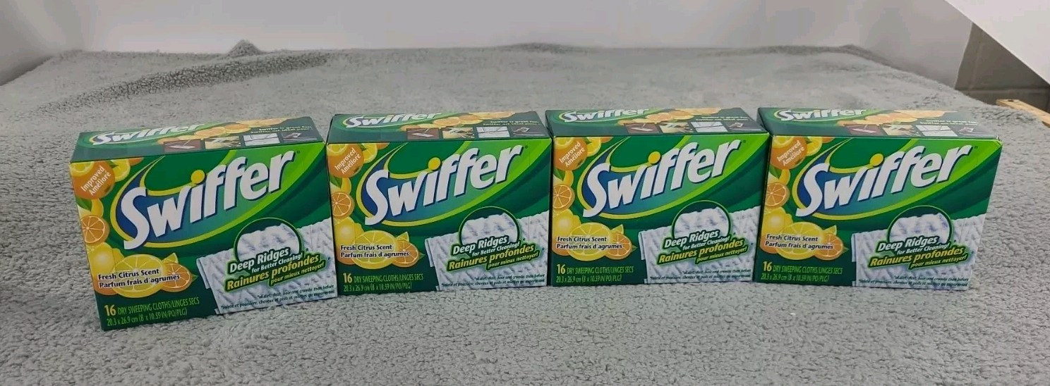 4x Swiffer Sweeper Fresh Citrus Scent Disposable Cloths New Discontinued 16 Ct