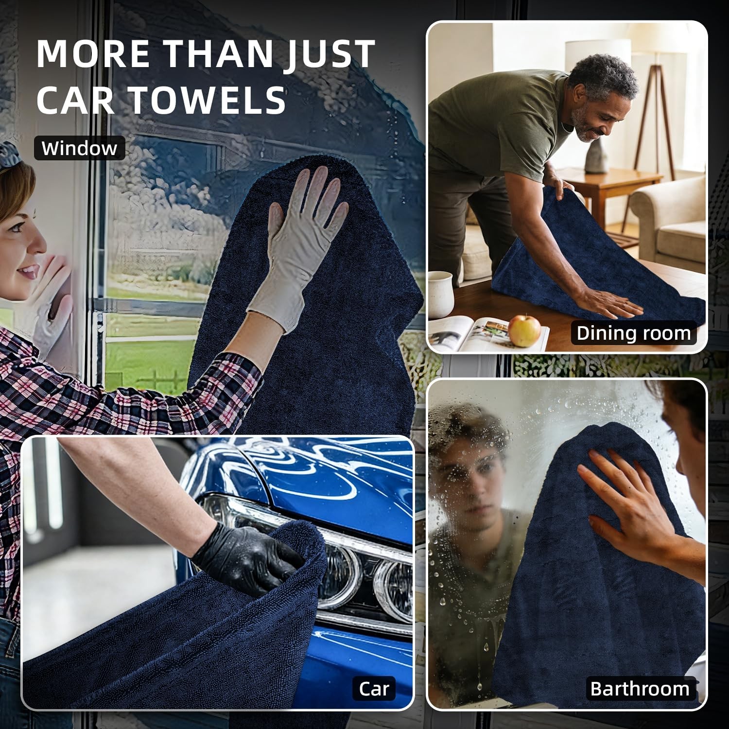 Ultra Absorbent 1500GSM Microfiber Car Drying Towels 2Pack, Streak Free