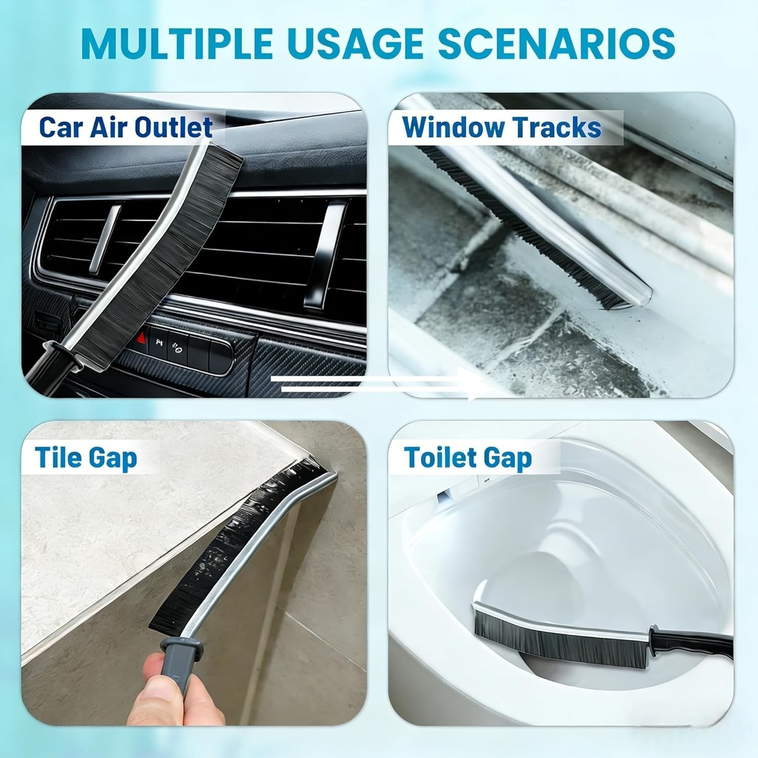 15Pcs Crevice Cleaning Brush Set, Hard Bristle Scrub Brushes Tools for Deep