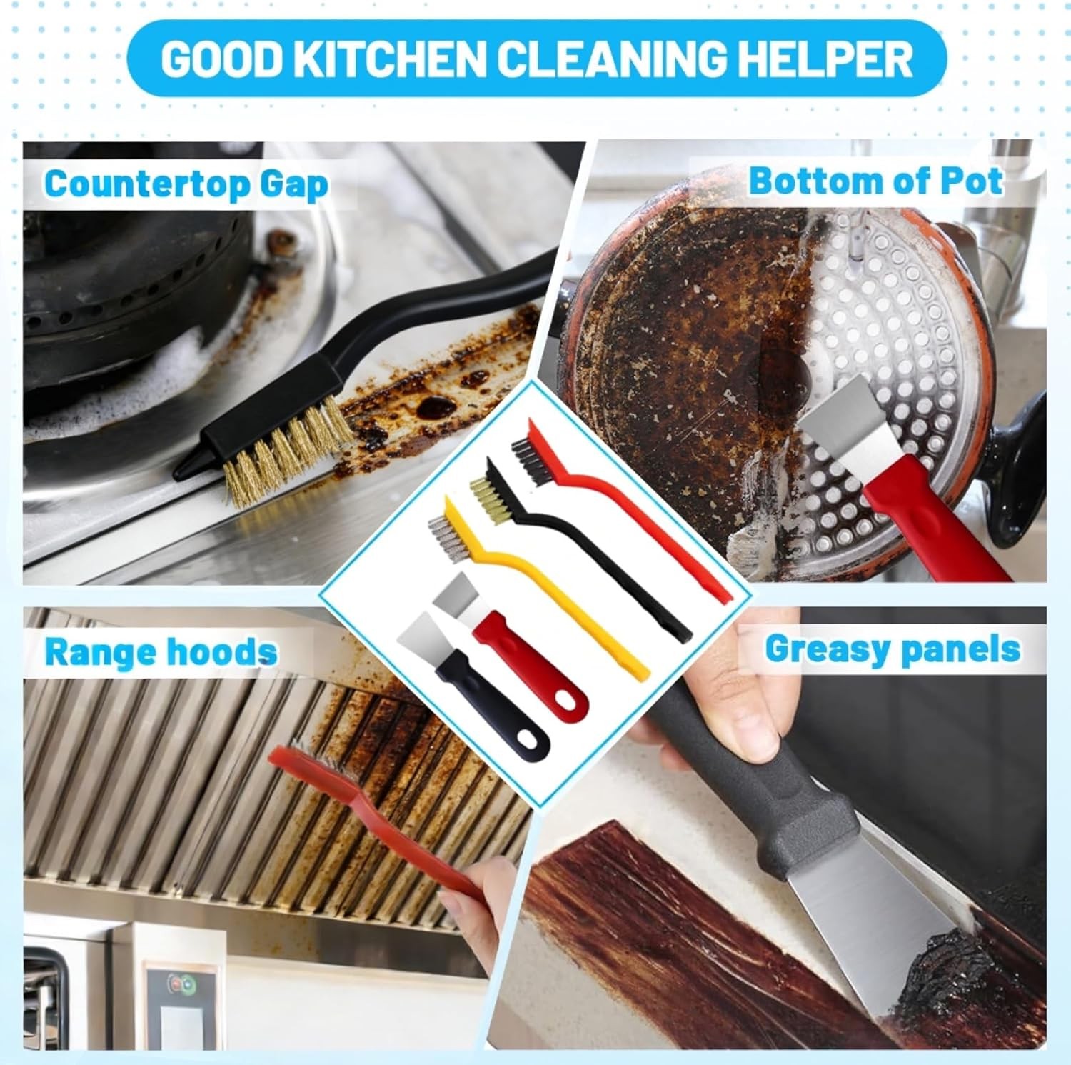 15Pcs Crevice Cleaning Brush Set, Hard Bristle Scrub Brushes Tools for Deep