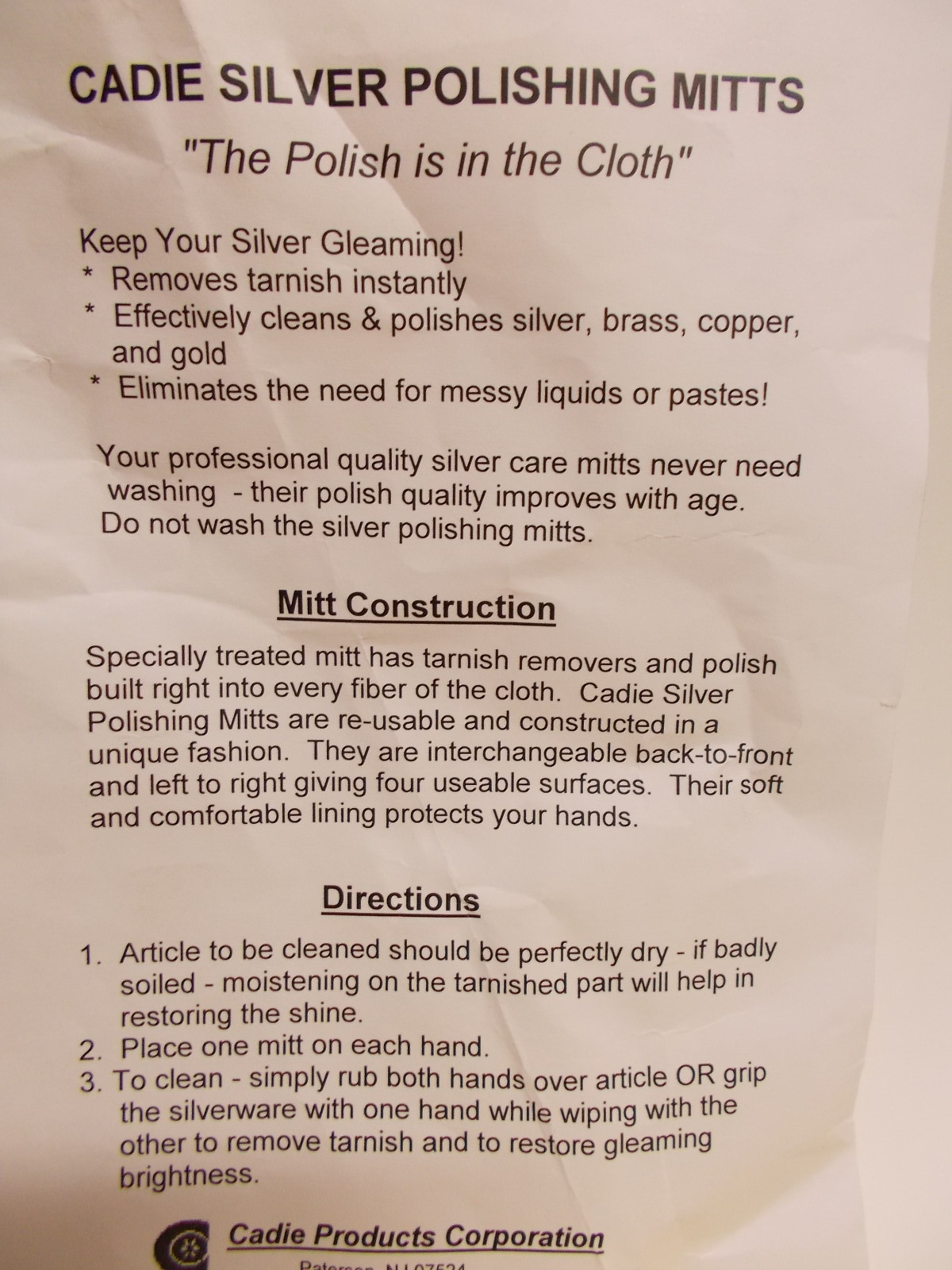 Pair of Silver Care Polishing Mitts by Cadie – The Polish is in the cloth