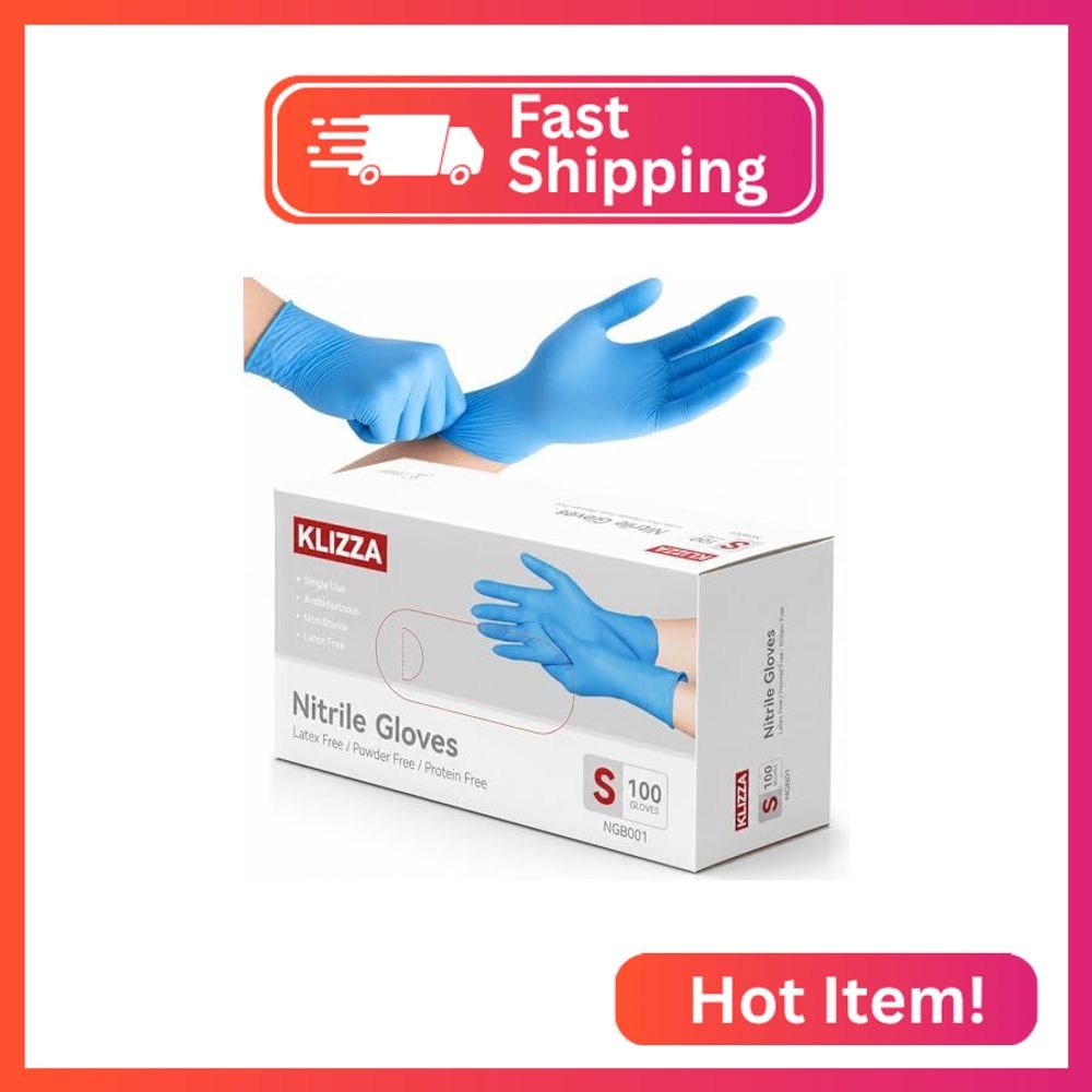 KLIZZA 5 Mil Nitrile Exam Gloves, 1Box/100 Heavy Duty Nitrile Disposable Gloves,