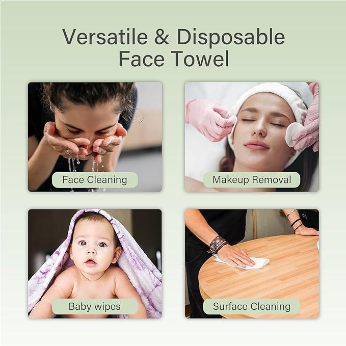 Unifree Large Facial Towels | Disposable Dry Wipes with Hangable Design |