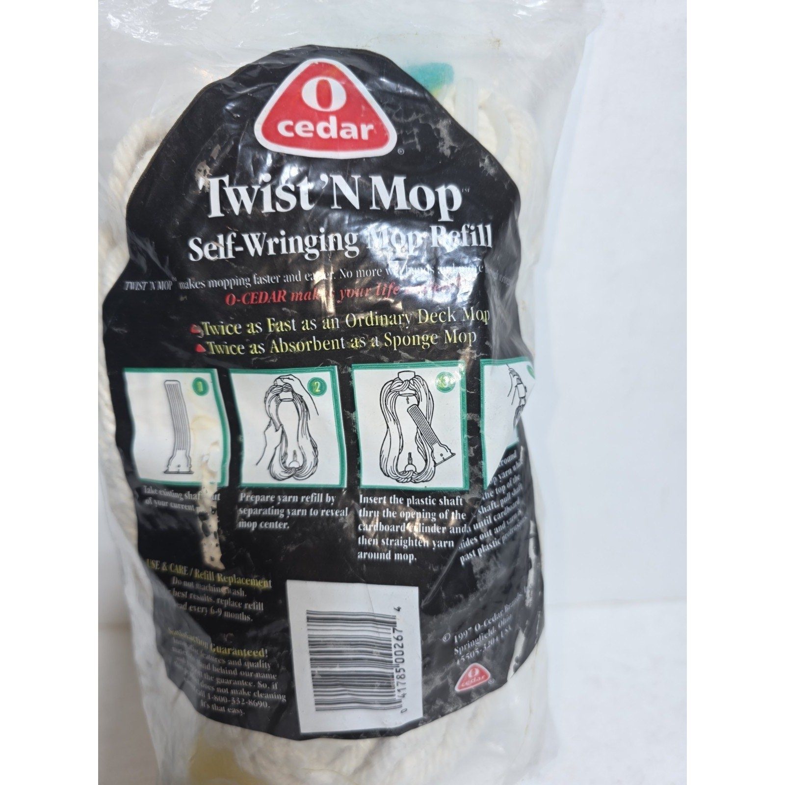 O Cedar Twist N Mop plus Refill Replacement Cotton Twist Mop New Sealed White