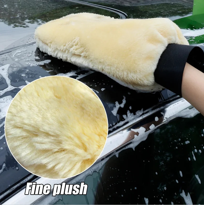 1/5Pcs Double-Sided Plush Car Wash Gloves Soft Thickened Imitation Wool Wiping C