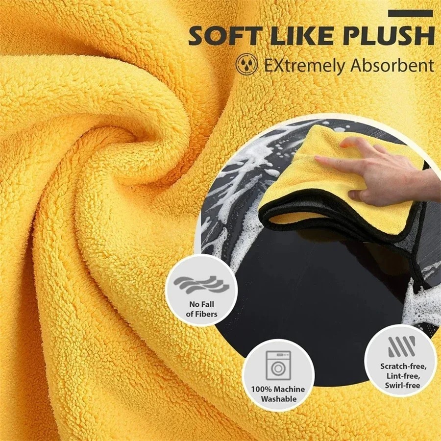 1/2/6 Pack Car Cleaning Cloth Professional Cleaning Car Wiping Microfiber Towel