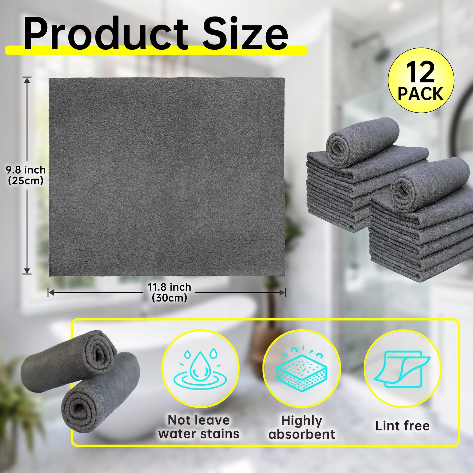 IZYUF 12PCS Magic Cleaning Cloth 30x25cm