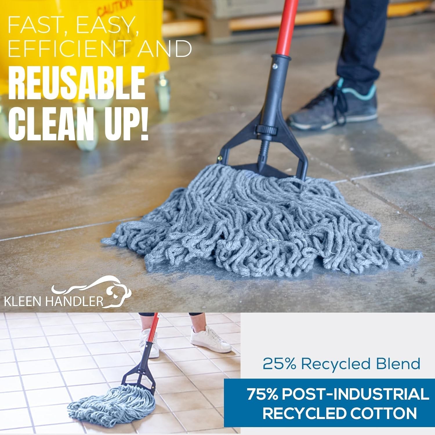 General Cleaning Mop Heavy Duty Commercial Replacement, Wet Industrial Blue C…