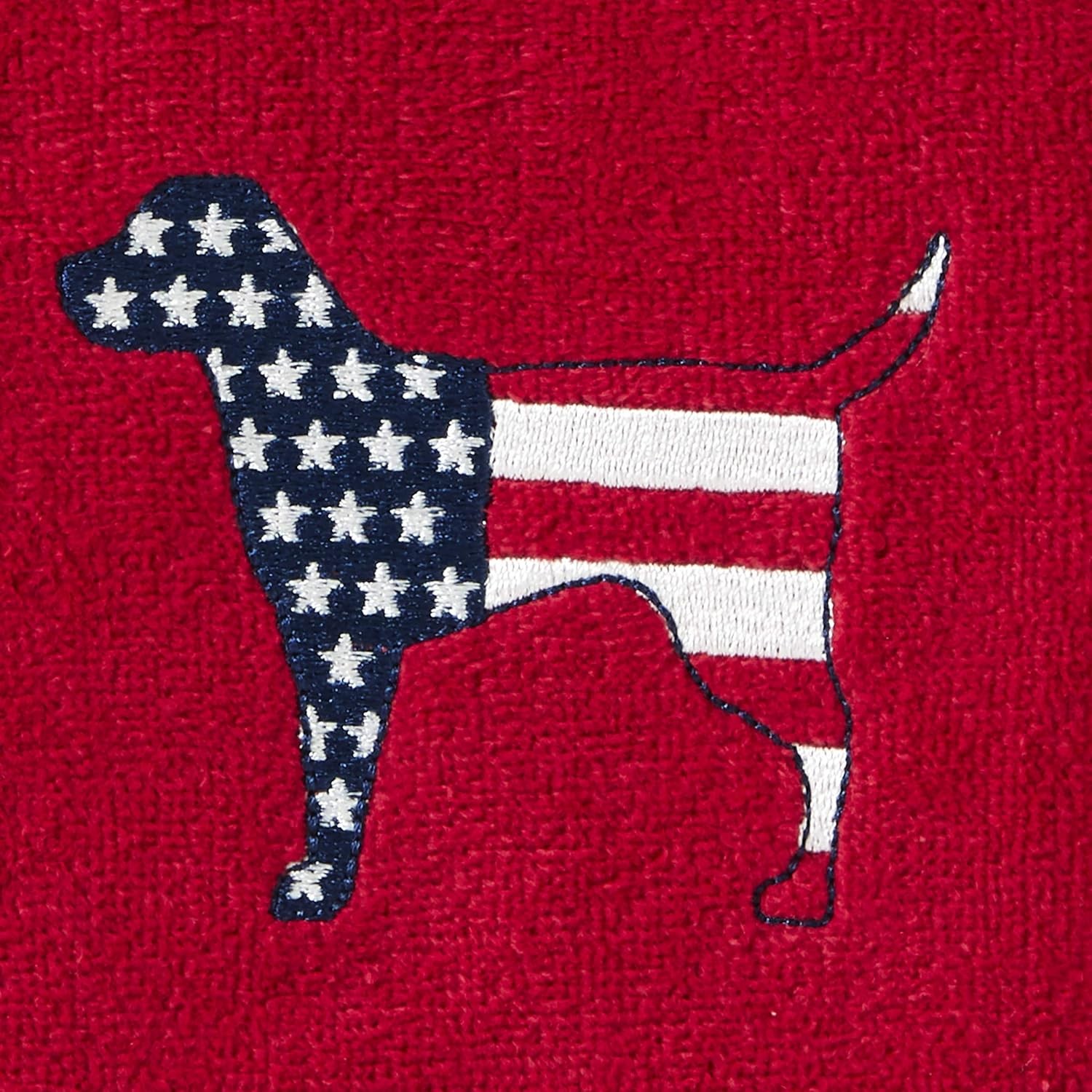 Red White & Blue Hound 100% Cotton Embroidered 2pc Hand Towel Set, Decorative