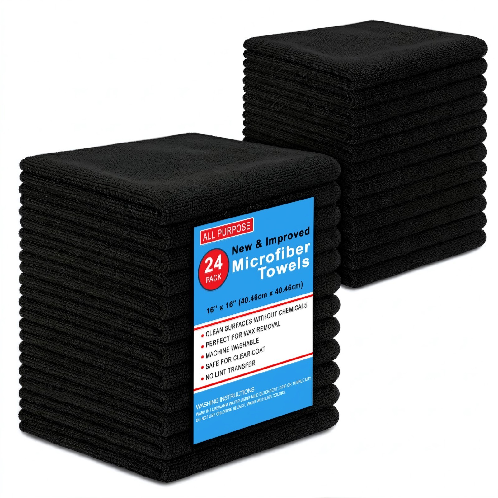 Microfiber Cleaning Cloth Set Of 24 Towel Rag Car Polishing Detailing No-Scratch