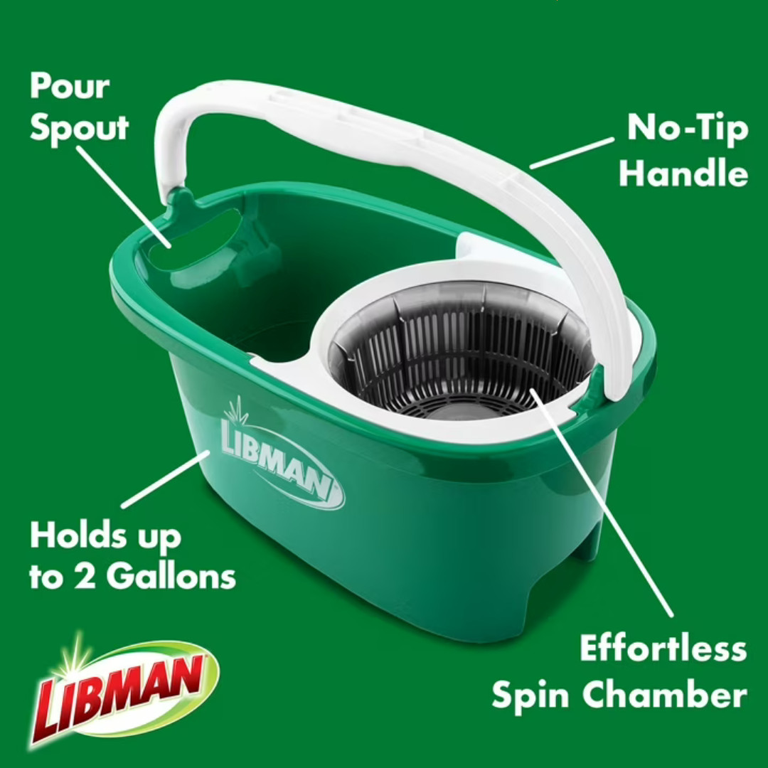 Libman All-in-One Tornado Spin Mop Floor Cleaning Kit, Advanced Microfiber Head