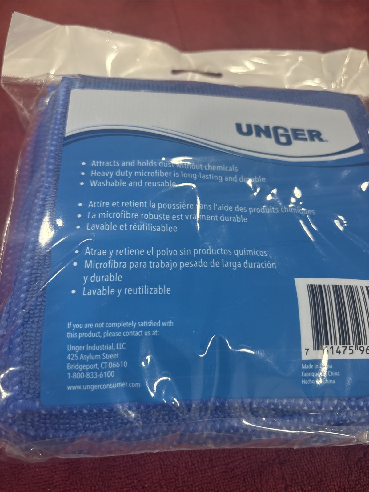 Unger All-Purpose Microfiber Cloths, 12″ x 12″ (4 Pack)