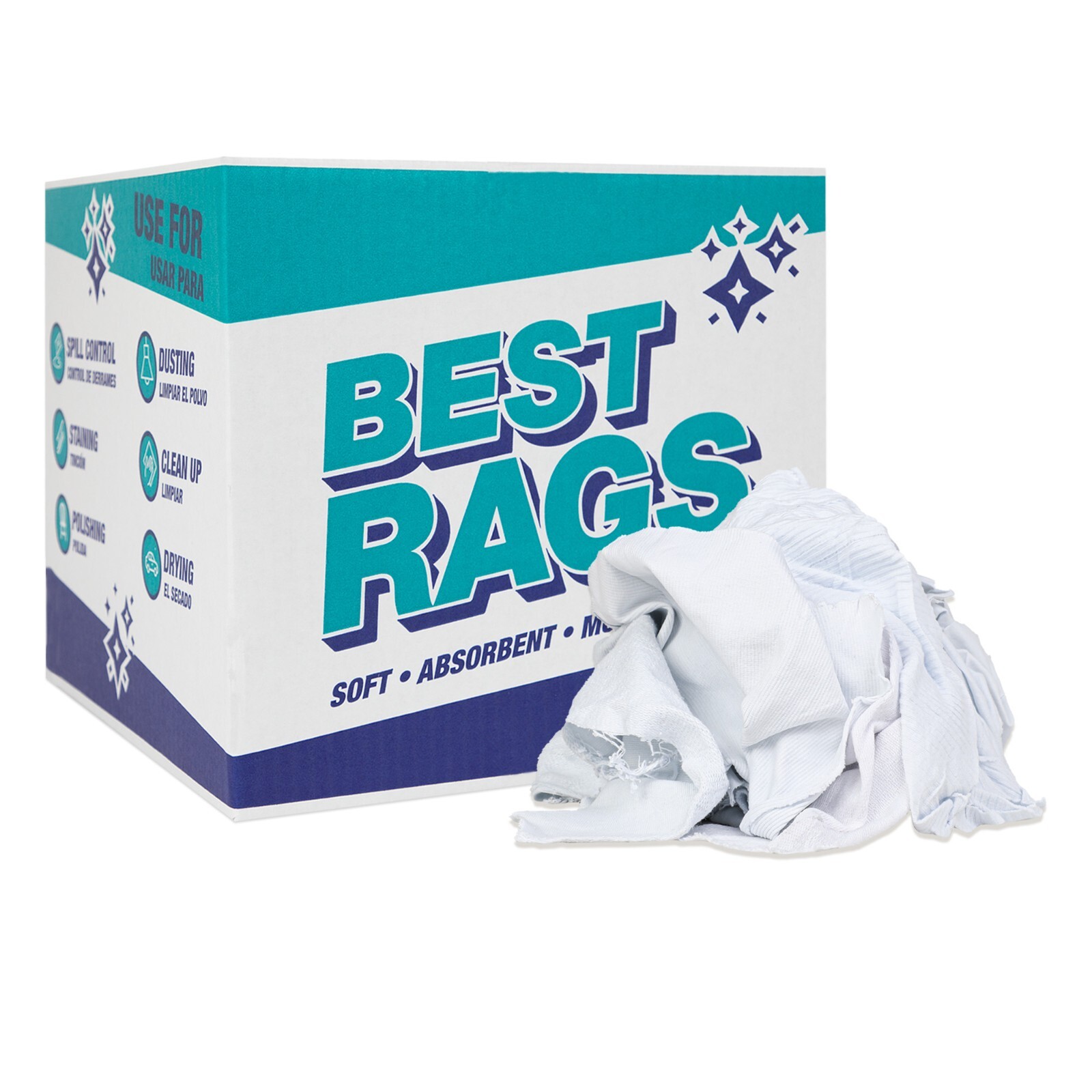 White Knit Cleaning Rags – Premium T-Shirt Absorbent Multipurpose, Size Options