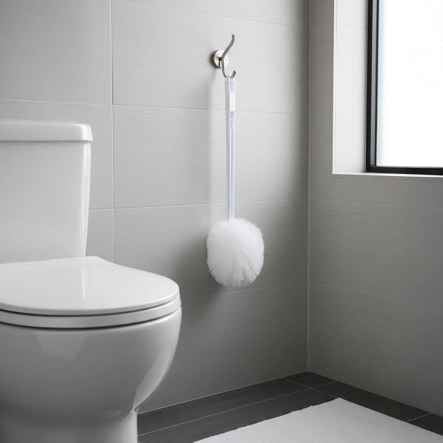 12 Pcs Toilet Bowl Brushes Soft Swab Polyester Head 15 Inch White Reusable Long
