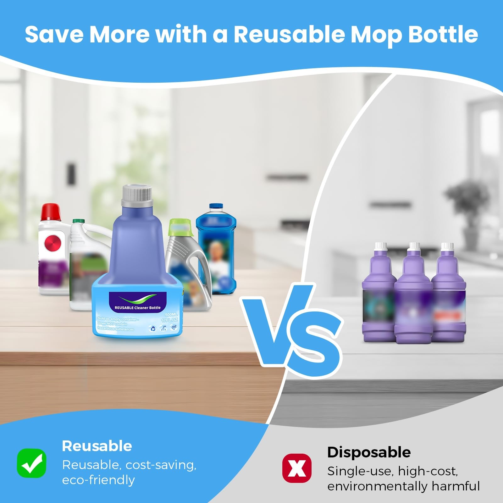 Replacement Bottle for Swiffer® Wet Jet™ Mop, Refillable, 500 ML Leak-Proof H…