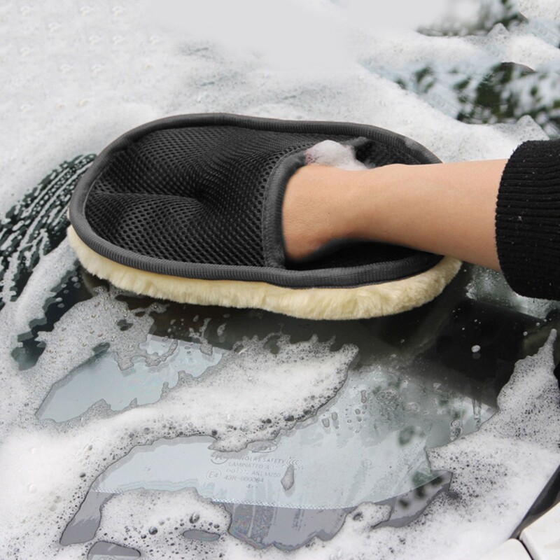 24x16cm Car Wash Mitt Microfibre Cleaning Glove Polishing Shampoo Duster Towel