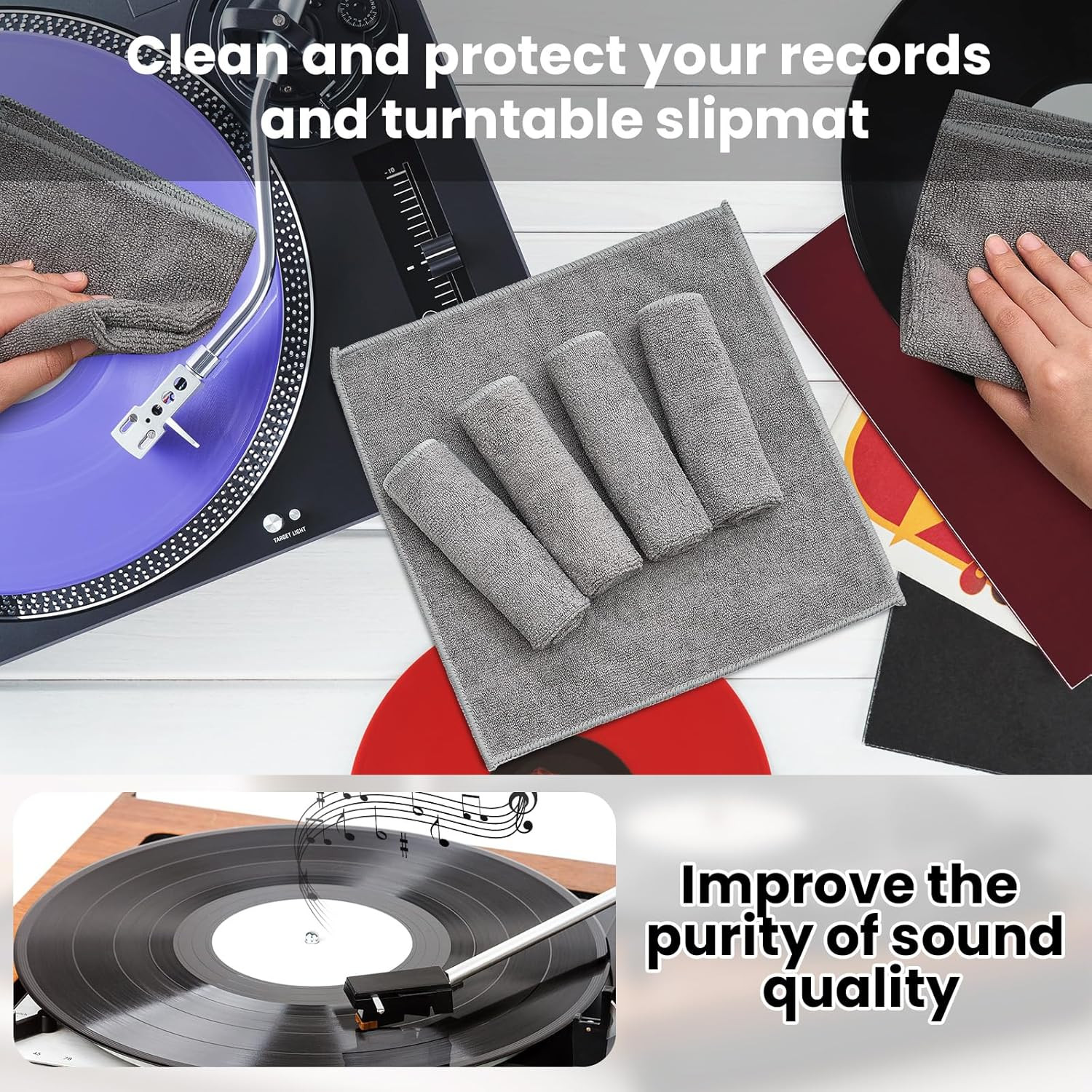 8 Pack Microfiber Record Cleaning Cloth, 12″ X 12″ Reuseable anti Static Towels