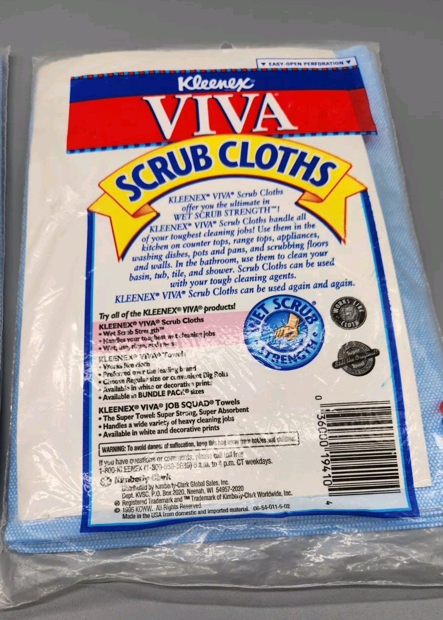 Kleenex Viva Scrub Cloths Reusable Cleaning 2 Packs Lot of 10 See Description