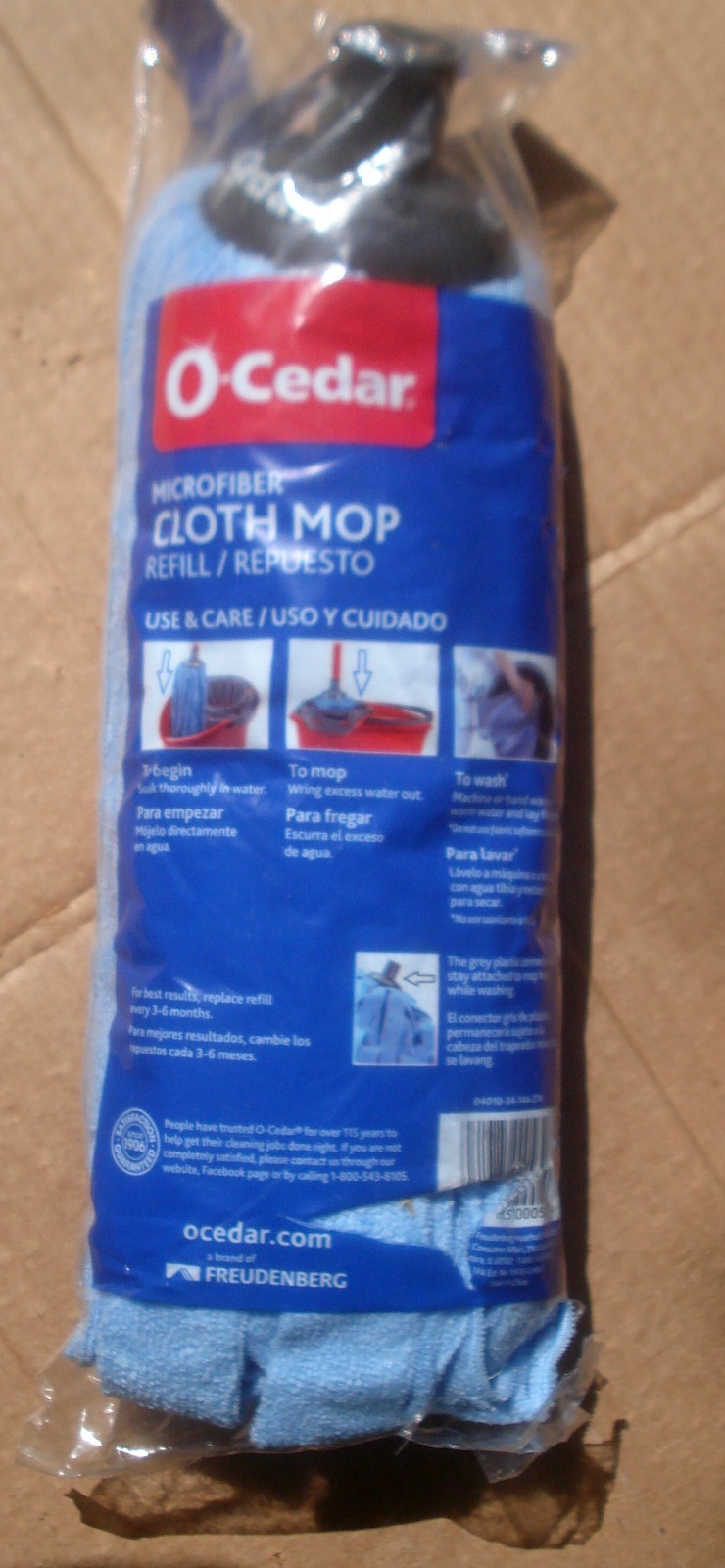O-Cedar Microfiber Cloth Mop Refill Blue 1 Count Pack of 1 NIP (BL-WC)