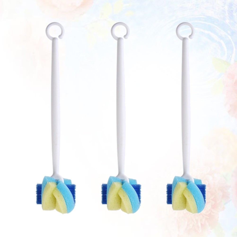 3Pcs Baby Bottle Cleaning Brush Reusable Sponge and Hard Handle Assorted Colors