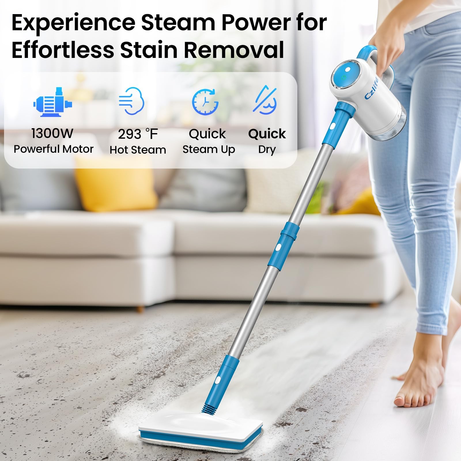 Czlife Z7 Steam Mop for Floor Cleaning, 13-in-1 Handheld Steam Cleaner for Ho…
