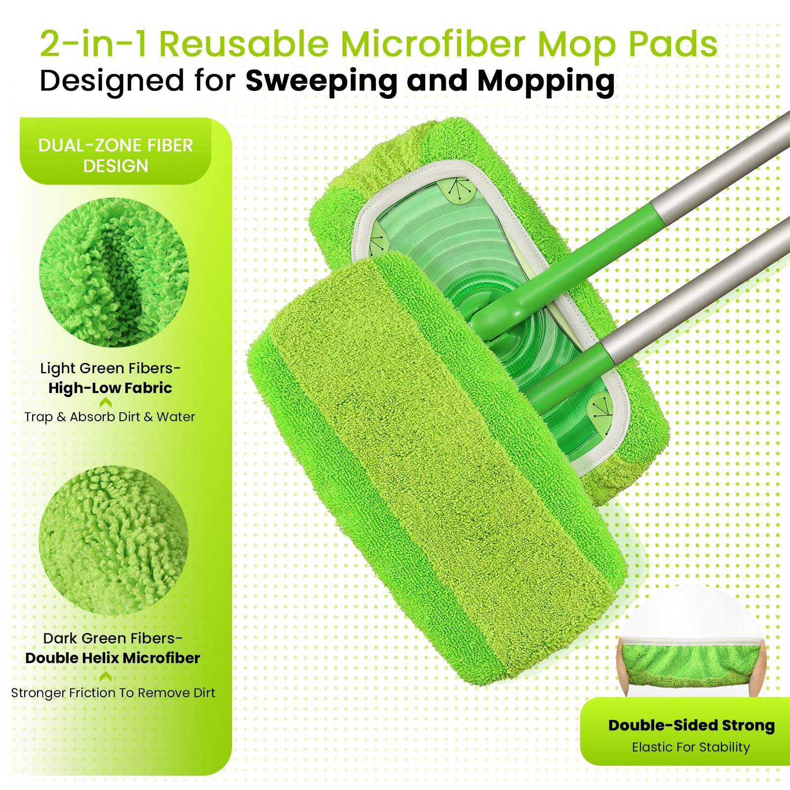 2-in-1 Reusable Microfiber Mop Pads with Swiffer Sweeper for Wet Mopping & Dr…