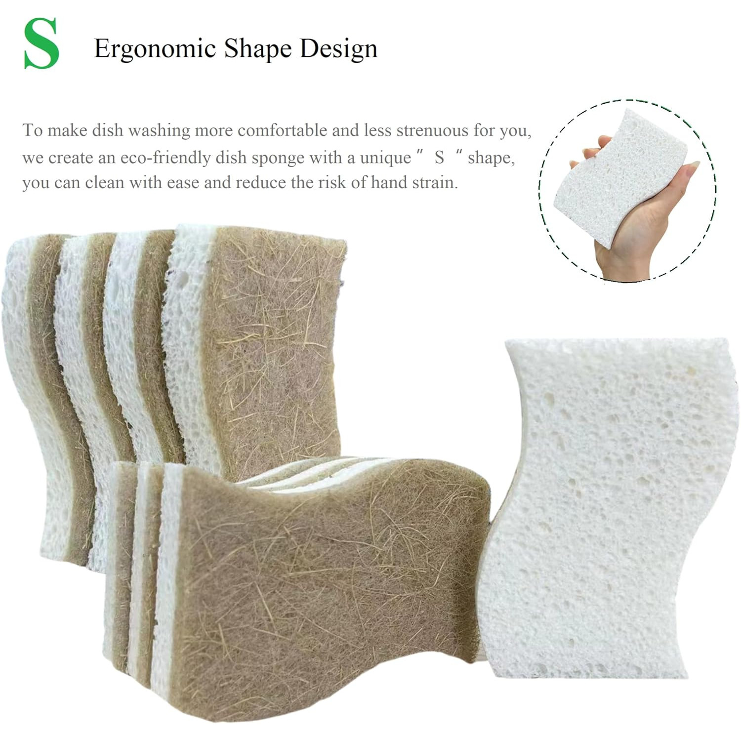 Eco Friendly Biodegradable Kitchen Sponges 12 Pack – Natural Compostable