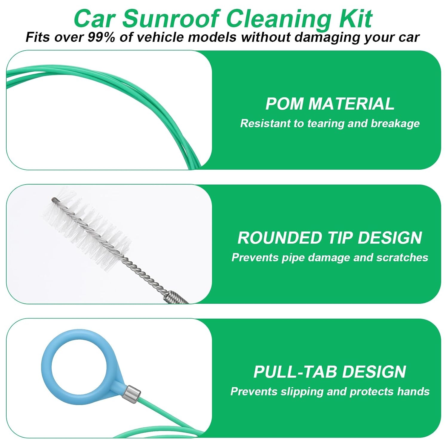 Car Sunroof Drain Cleaning Tool Kit, Multicolor, 7 Pc, 118in Flexible Auto