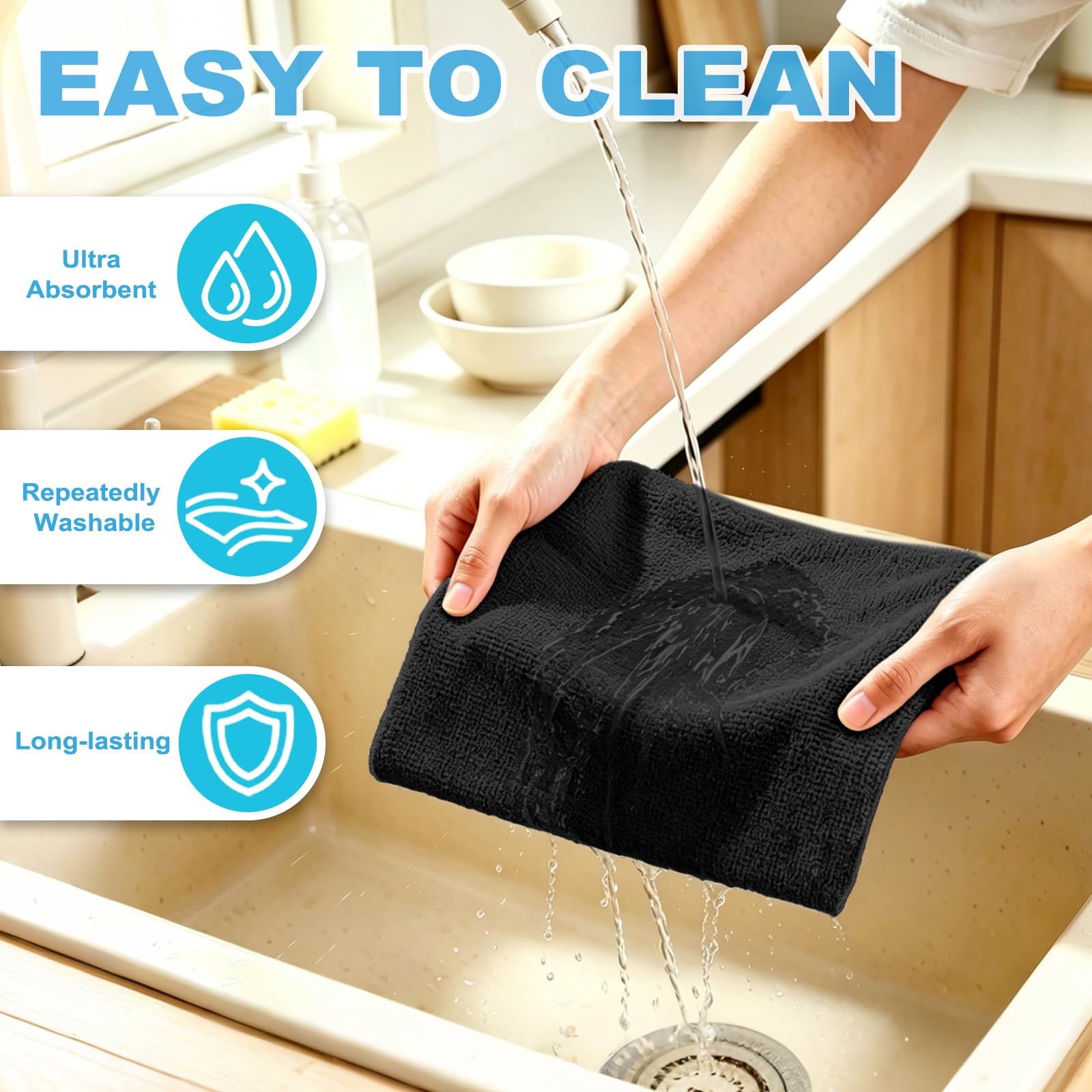 55 Pack Microfiber Cleaning Cloth Roll, Tear Away Reusable Paper Towels, 11″ …