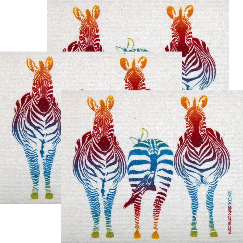 Swedish dishcloth Colorful Zebra Set of 3 each Swedish Dishcloths, kitchen cloth