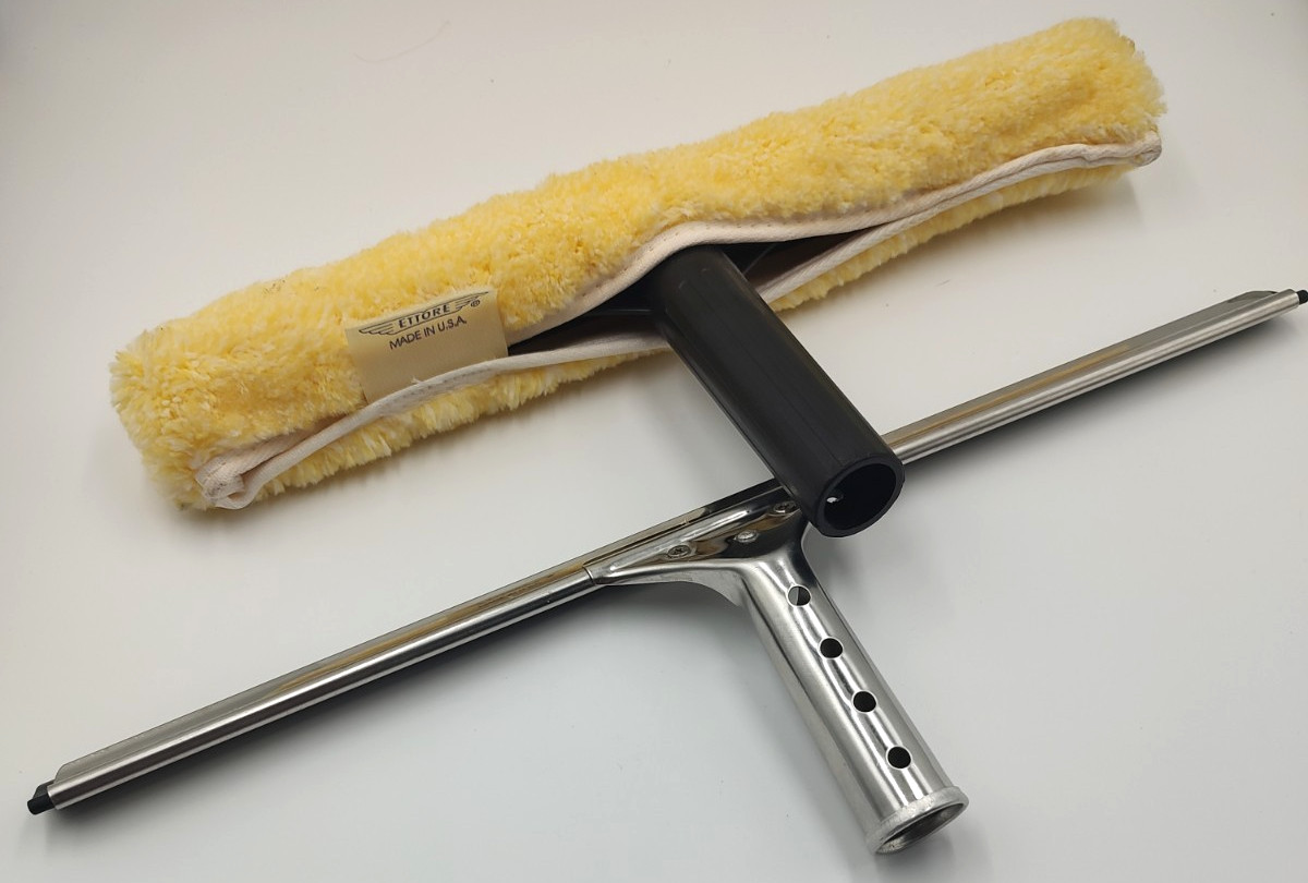 ETTORE Window Washing Plastic T-Bar w/microfiber sleeve head 15″ & 17″ squeegee