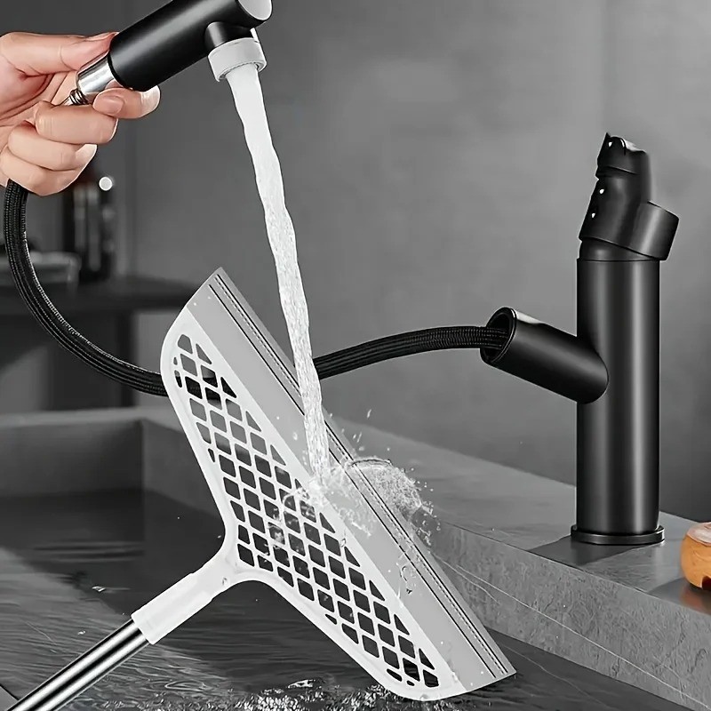 Magic broom with detachable head and double-sided silicone scraper