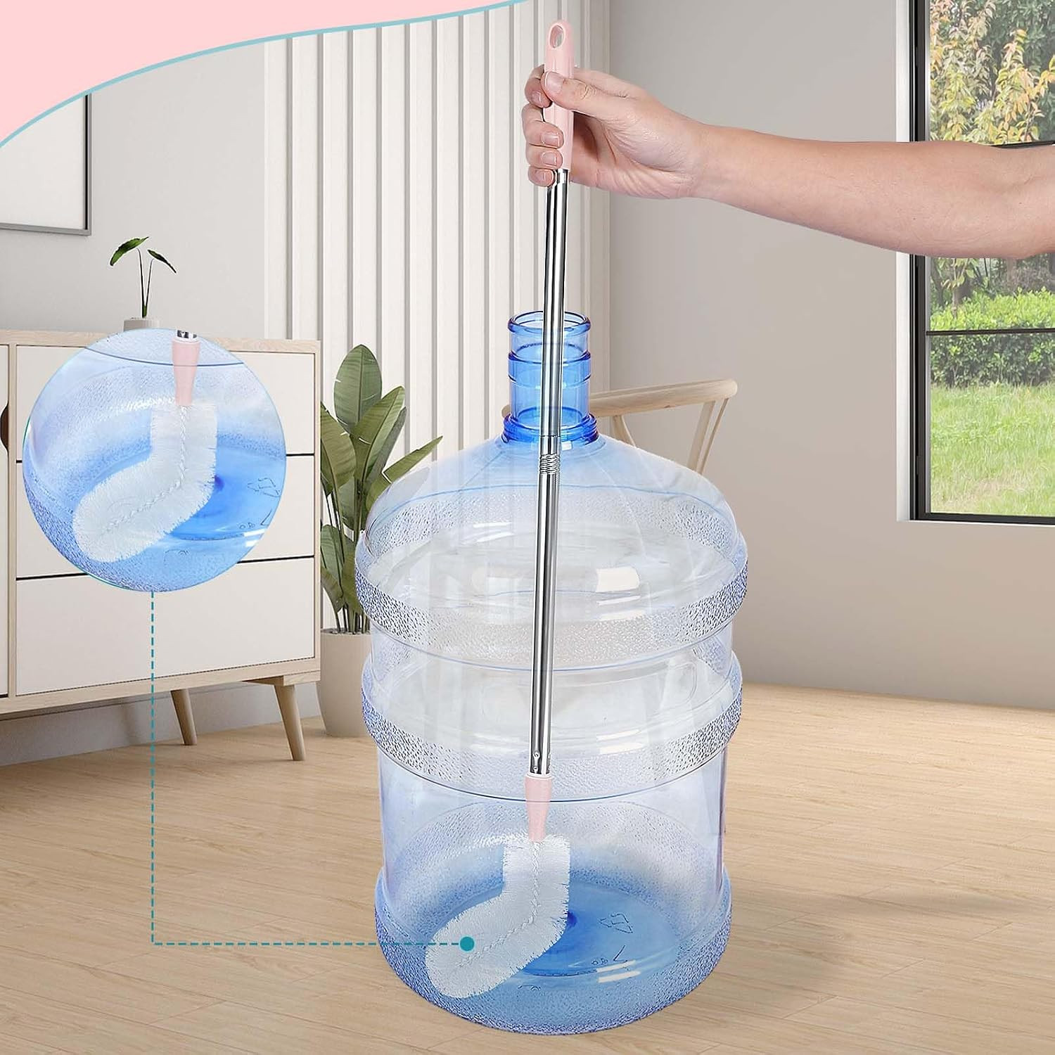 5 Gallon Water Jug Cleaning Brush, Carboy Brush & Bottle Cleaner for Glass | Fle