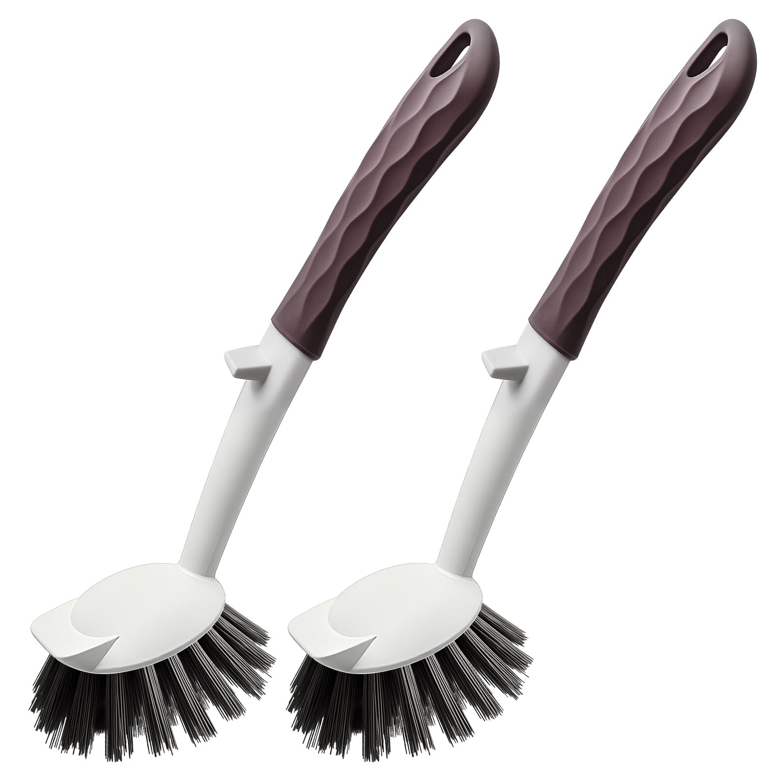 DMBMHMBDF Dish Brush, 2 Pack with Comfortable Handle, 11 inches, Brown
