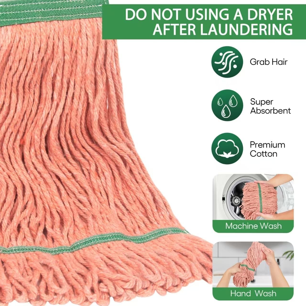 Matthew Loop-End Cotton Mop Head, Heavy-Duty 3 Count – Safe for All Hard Floors