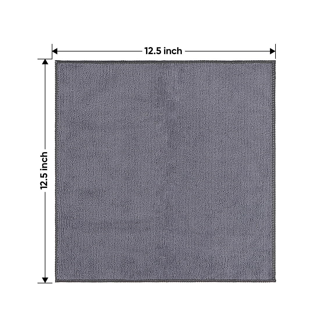 Microfiber Cleaning Cloth 12.5 x 12.5 Inch 12 Pcs Grey for Car & Kitchen