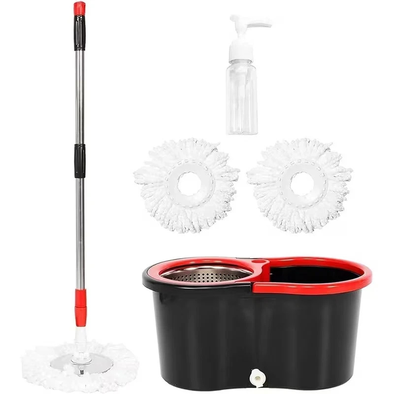 360° Spin Mop and Bucket with Wringer Set Spinning Mop System 3 Mop Refill