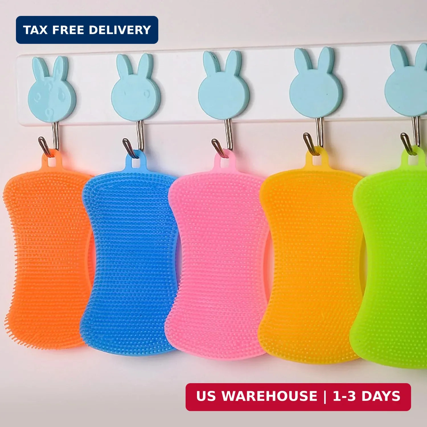6 PCS Silicone Dish Sponges, Super Durable Safe and Dry Fast Silicone Sponge, Mu