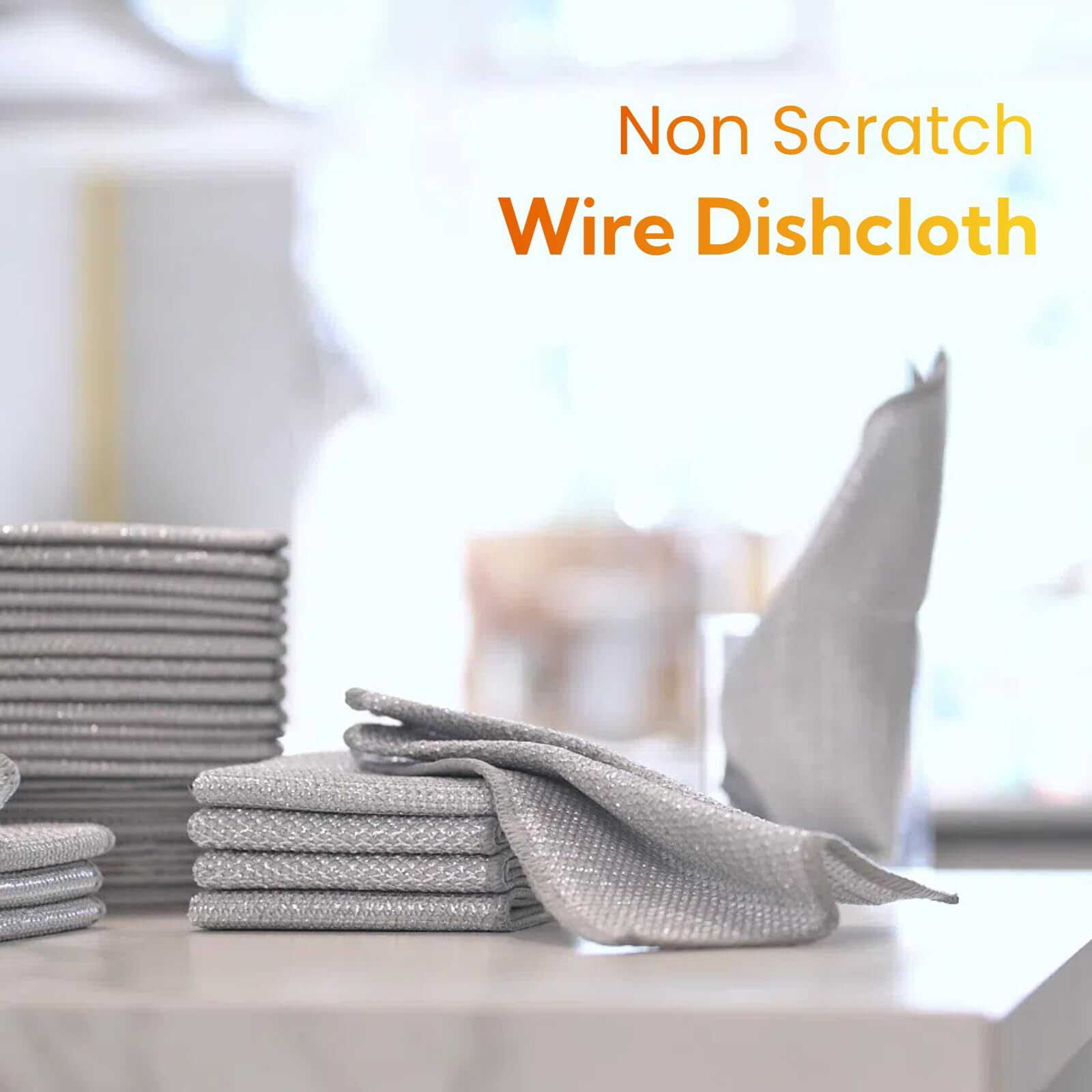 6 Pcs Triple Stainless Steel Scrubberwire Cleaning Dishwashing Rag Kitchen Towel