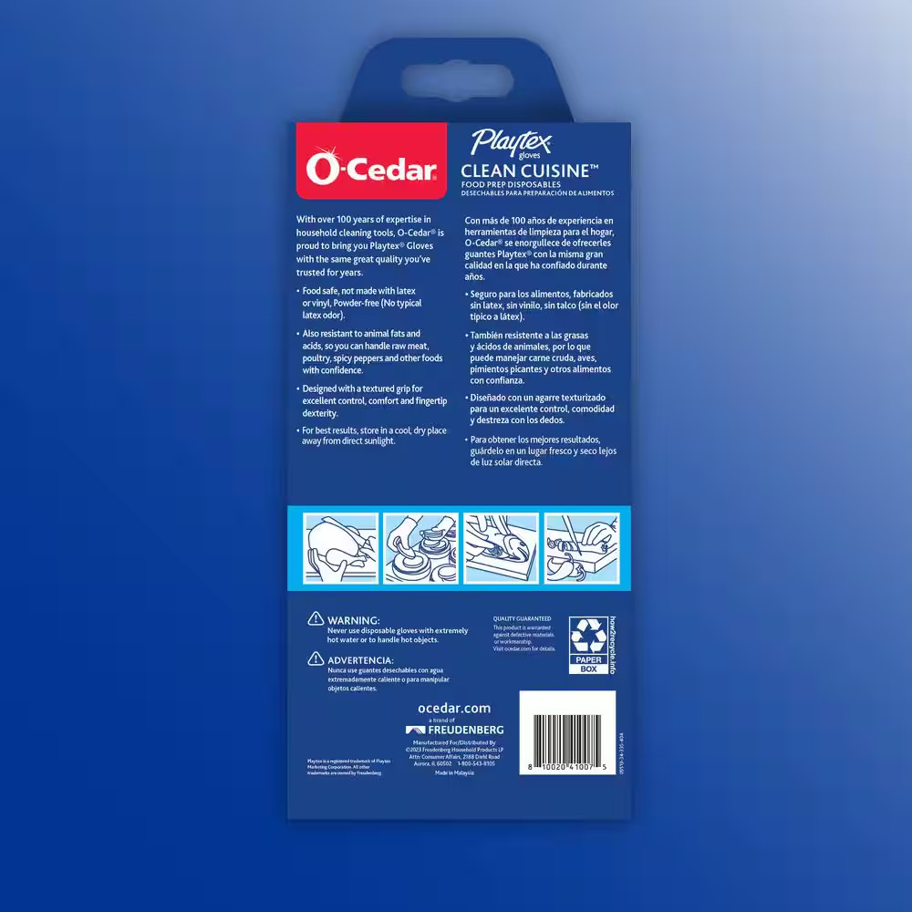 Playtex 1-Size Fits Most Blue Nitrile Clean Cuisine Gloves (60-Pack)