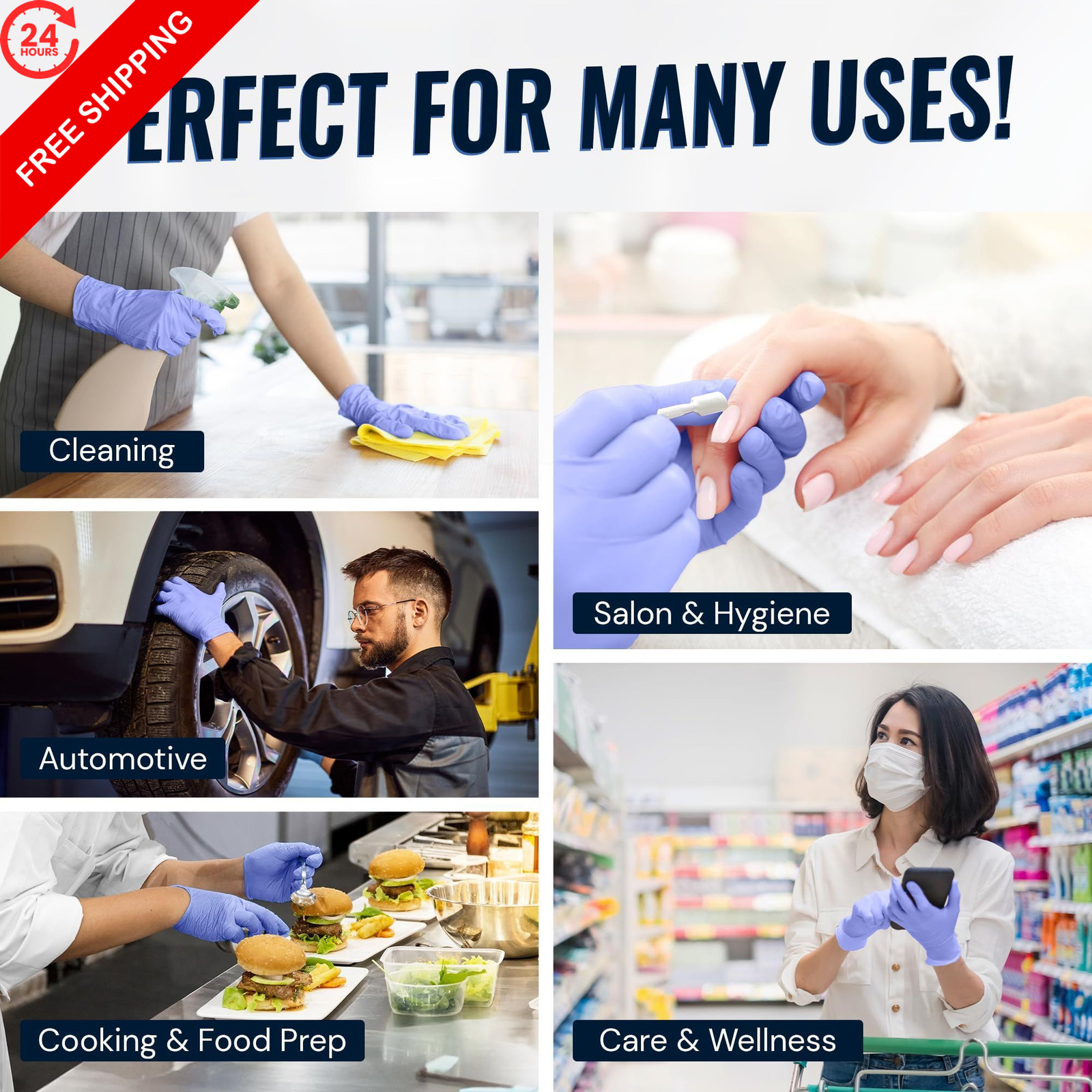 Reli. Nitrile Gloves Large 500 Pack | Powder & Latex Free Large, Blue