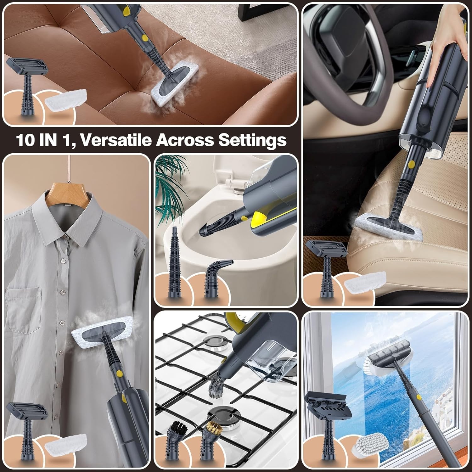 Effortless 10-in-1 Steam Cleaner – 350ml Tank, 248°F for All Surface Cleaning