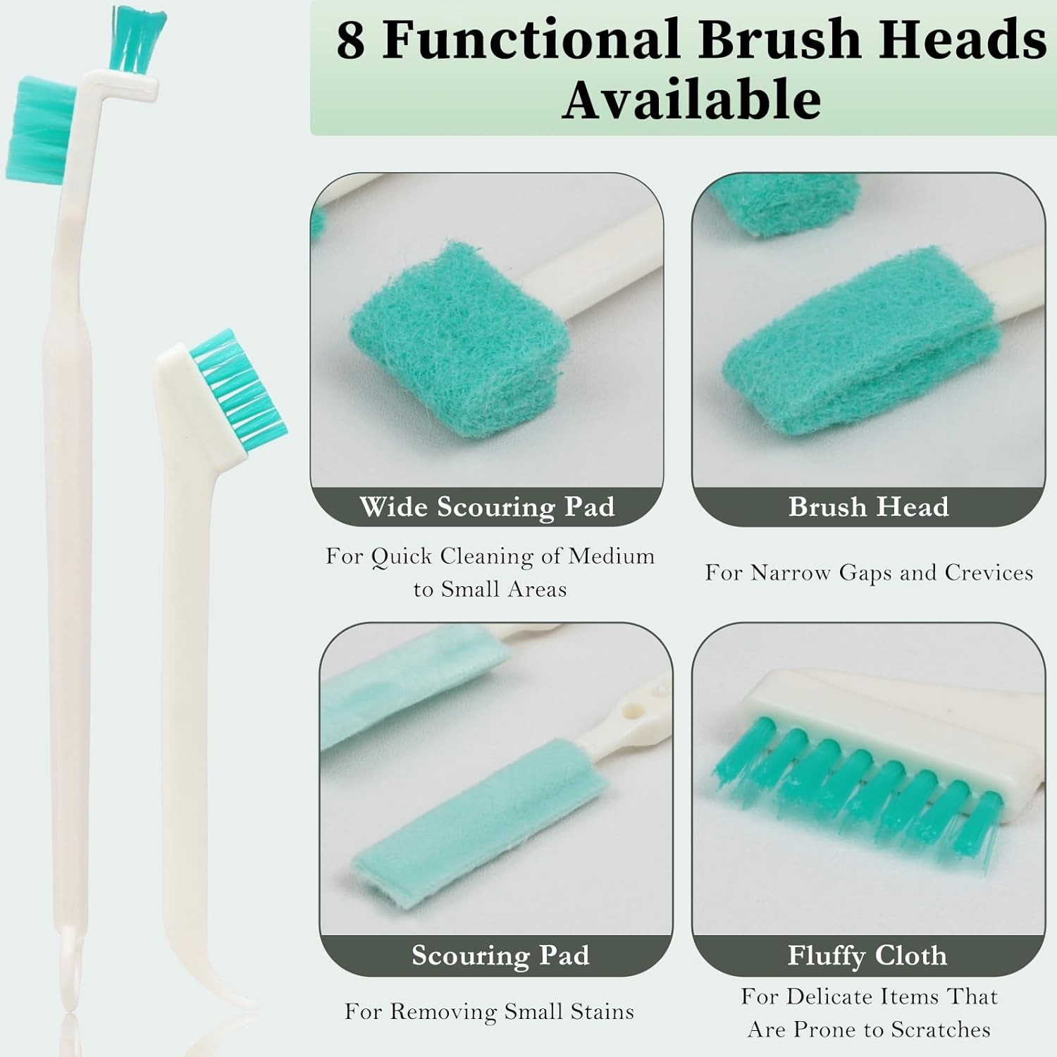 8-Piece Small Cleaning Brush Set for Tight Spaces, Mini Crevice Brushes for