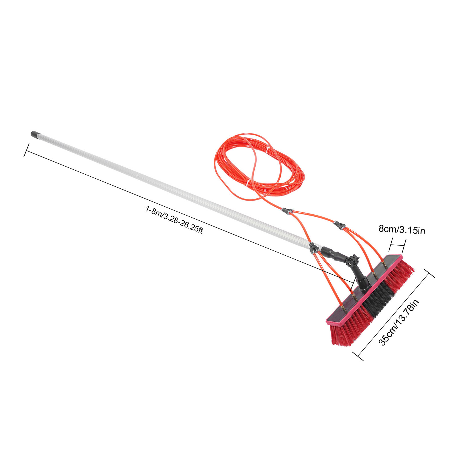 26ft Water Fed Brush for Window Solar Panel Cleaning Washing High-Altitude Clean