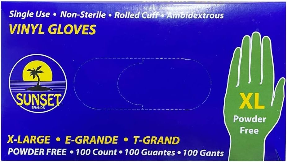 XL SmoothTouch Disposable Vinyl Gloves – Powder Free – 100 Per-Box X-Large