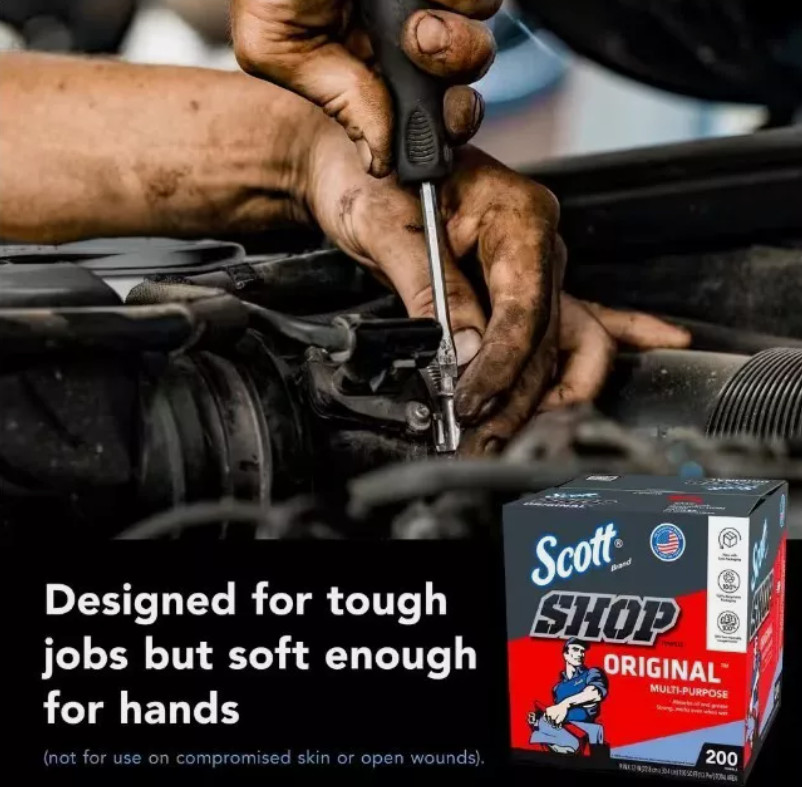Scott Blue Pop-Up Box Shop Towels, 200/Box