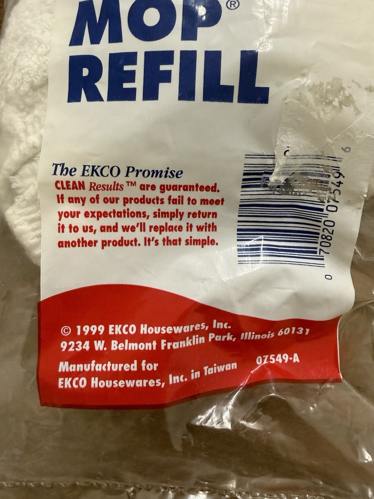 Vintage EKCO Clean Results Mighty Mop Refill 07549-A Brand New